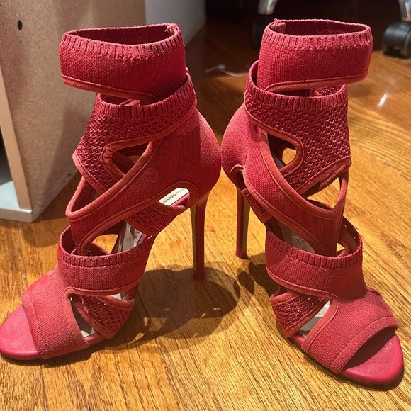 Aldo Red Strappy High Heel Sandals - Picture 1 of 4